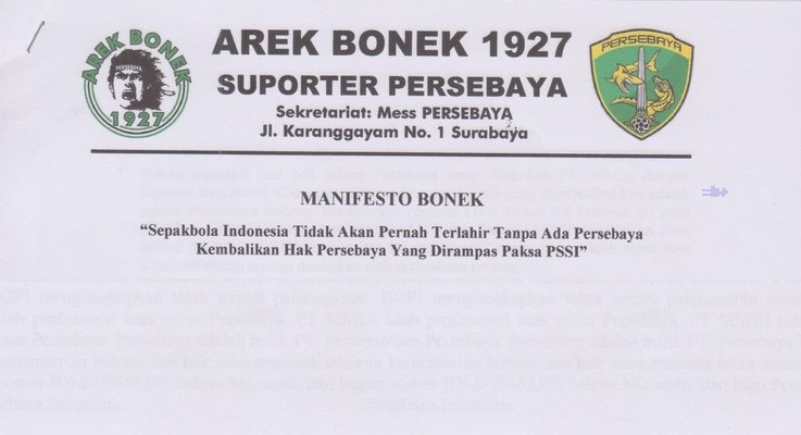 Beredar Manifesto Bonek, Begini Isinya